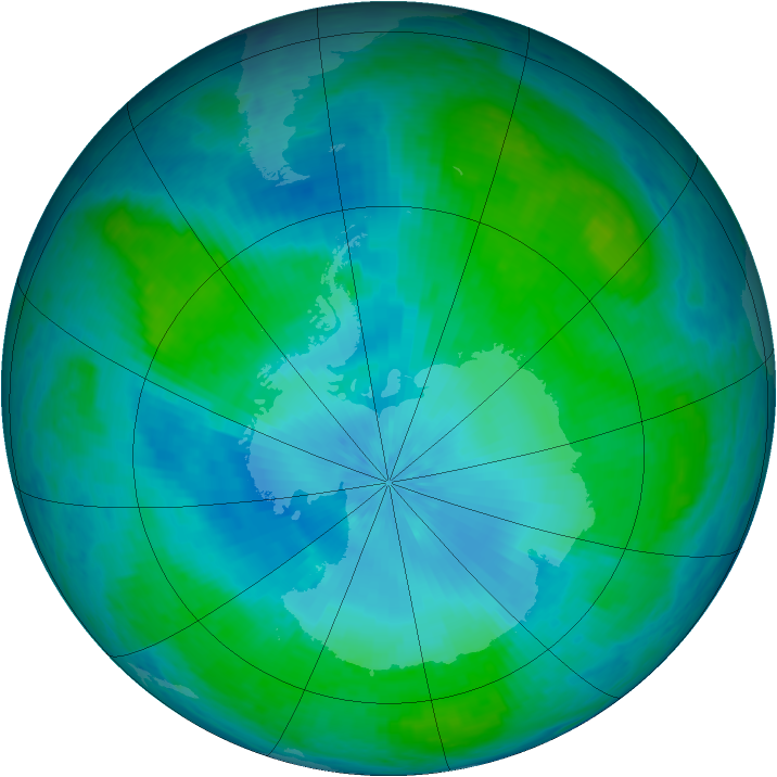 Antarctic ozone map for 07 February 2004